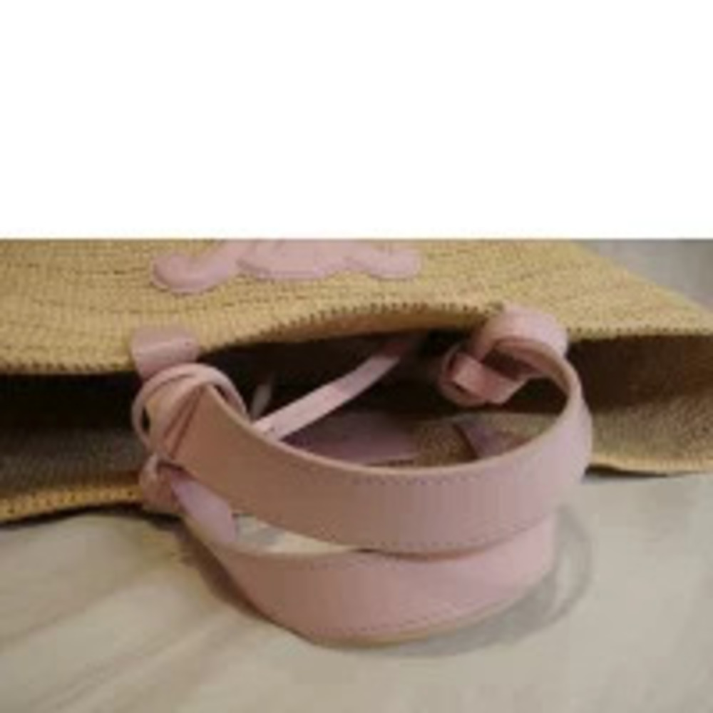 CELINE Triomphe Panier Raffia Basket Bag Pink AB - Picture 4 of 6